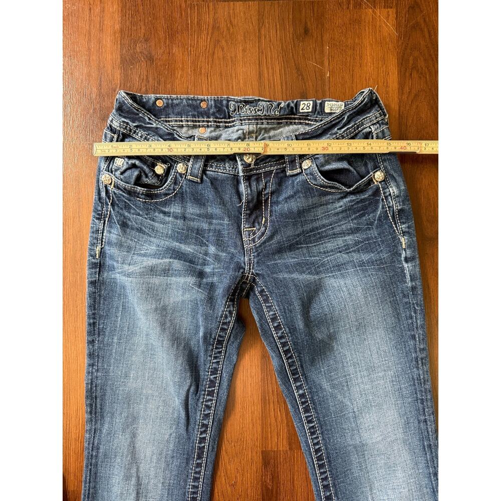 Miss Me Low Rise Boot Cut Jeans Rhinestone Embellished Y2K Western Grunge Sz 28 - Picture 5 of 8